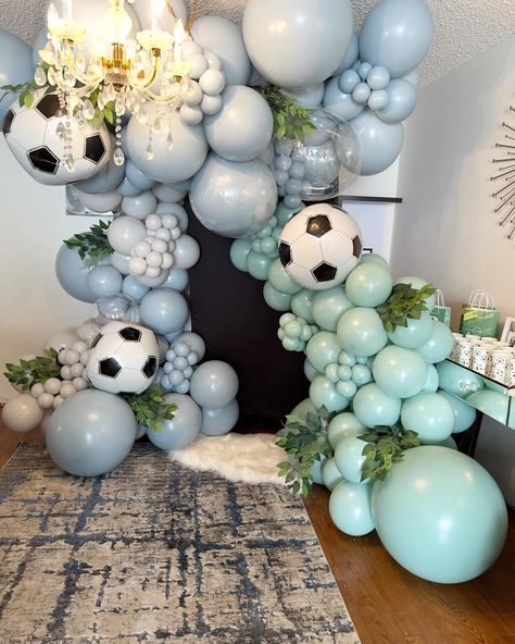 My favourite project ever for a future champ! ⚽️ Colours used: @kalisanballoons • Winter Green • Storm • Smoke I love it! 🔥 : : : : : : #balloon garland #balloonart #balloonartist #balloonstylist #fairytaleballoons #elegant #soccer #premierleague #soccerballoons #eventstylist #yvrballoons #yvrevents @dreamkidsparties @inspiredbythis @babyshowerpartydreams @balloonandribbons @findmyeventplanner @shimmerandconfetti @theeventcollectivex @extremeballooncreations It Balloon, Winter Green, Balloon Art, Balloon Garland, I Love It, My Favourite, Love It, Fairy Tales, Balloons