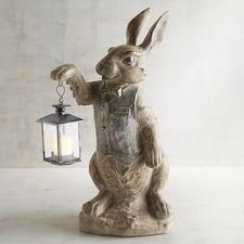 Bunny Lantern, Rabbit Home, Bunny Statue, Rabbit Sculpture, Peter Cottontail, Tealight Candle Holder, Bunny Decor, Bunny Art, Tealight Candle