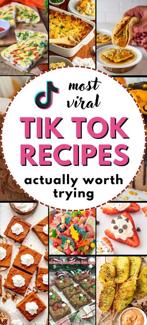 A vibrant image collage featuring viral TikTok recipes, showcasing dishes. The collection highlights trending TikTok recipes for dinner, easy TikTok recipes, and viral TikTok meals that are perfect for 2024. From popular TikTok recipes to viral TikTok snacks and TikTok viral foods, this collage is a feast of famous TikTok recipes and social media recipes that have taken over in 2024. Perfect inspiration for anyone looking for TikTok recipes easy or the best viral recipes trending today. Hy-vee Recipes, Top Tik Tok Recipes, Viral Snack Recipes, Tik Tok Famous Recipes, Viral Tiktok Desserts, Top Pinterest Recipes, Cool Recipes To Try, Viral Baking Recipes, Best Tiktok Recipes