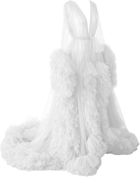 Tianzhihe Women's Tulle Robe Puffy Maternity Photoshoot Bridal Lingerie Bathgown Dressing Gown Sheer Long at Amazon Women’s Clothing store Maternity Ball Gowns, Flowy Robe, Baby Shower Gown, Bridal Dressing Gown, Maternity Long Dress, Unique Prom Dresses, Photoshoot Dress, Formal Party Dress, Bridal Suite