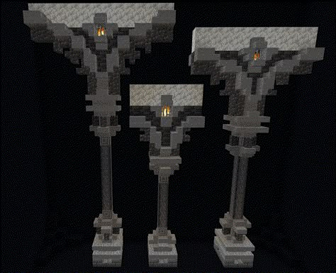 Minecraft Pillars Design, Minecraft Stone Pillars, Castle Pillars Minecraft, Minecraft Pillar, Dwarven City Minecraft, Minecraft Spire, Minecraft Archway Design, Minecraft Church Interior, Minecraft Castle Blueprints Layout Floor Plans