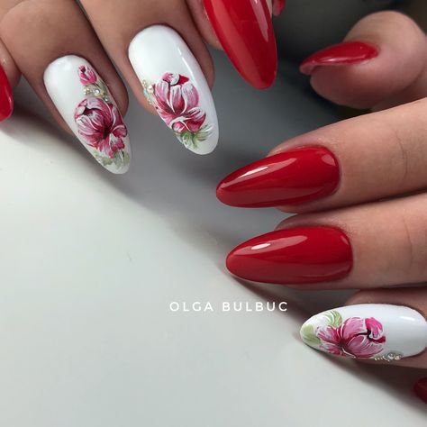 Peonies Nail Art, Peonies Nails, Peony Nail Art, Peony Nails, Red Peonies, Hand Paint, Peony Flower, Flower Nails, Nail Art Design