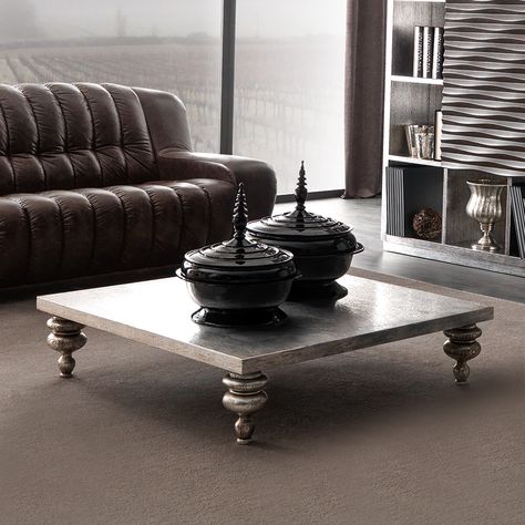 Designer Silver Leaf Low Coffee Table Rectangular Glass Coffee Table, Meja Sofa, Industrial Office Furniture, Silver Coffee Table, Coffee Table Design Modern, Low Coffee Table, Italian Dining, Outdoor Furniture Sofa, Contemporary Coffee Table