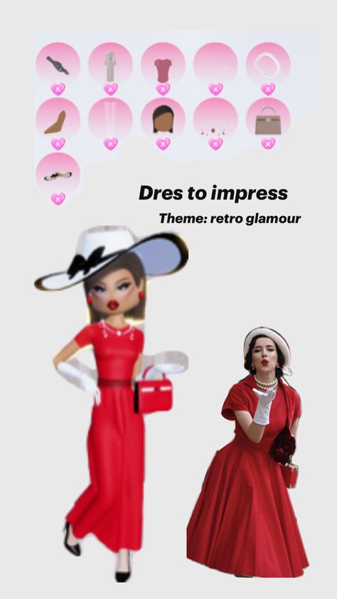 This pin is about dress to impress and their outfits, this outfit shows the theme retro glamour Retro Outfits Dress, Glamour Outfit, Outfit Retro, Outfits Retro, Retro Glamour, Theme Dress, Glamour Dress, Glamorous Dresses, Themed Outfits