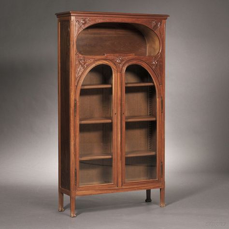 Sold at auction Art Nouveau Bookcase Auction Number 2737B Lot Number 18 | Skinner Auctioneers Dollhouse Furniture Plans, Art Nouveau Desk, Bookcases For Sale, Art Nouveau Furniture, Antique French Furniture, Art Nouveau Silver, Modern Houses Interior, Built In Bookcase, French Art