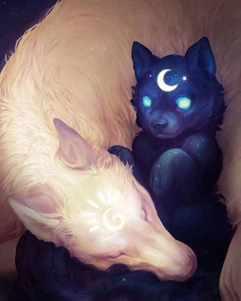 Scrool...scroll... Scroll- - - > 💫✨Here is my cosmic family. It's a celestial story about a mother and her pup✨. Still can't decide which part I like the most. . . . . #familylove #celestialfamily #animalart #dogs #fantasy #stars #digitalillustration #illustration #fantasystory #procreateart Wolf Pup Art, Wolf Pup Drawing, Fantasy Wolf Art, Wolf Illustration Art, Fantasy Animal Art, Fantasy Wolves, Celestial Animals, Star Wolf, Snow Wolf