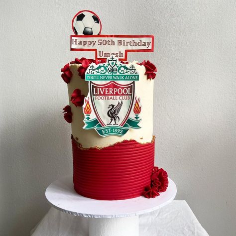 Liverpool Cake Design, Liverpool Cake Ideas Birthday, Lfc Cake, Liverpool Cake, Football Cakes, Soccer Birthday Cakes, Sports Cake, Football Birthday Cake, Barbie Birthday Cake