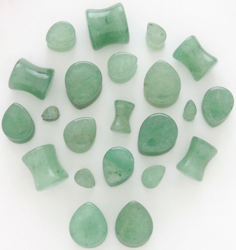 Tear Drop Shape Saddle Plug Flesh Tunnel in Jade Aventurine - Available in Sizes 8g - 1/2" Gauge Piercing, Different Ear Piercings, Stone Plugs, Aventurine Stone, Body Jewelry Piercing, Tunnels And Plugs, Ear Gauges, Ear Plugs, Jade Stone