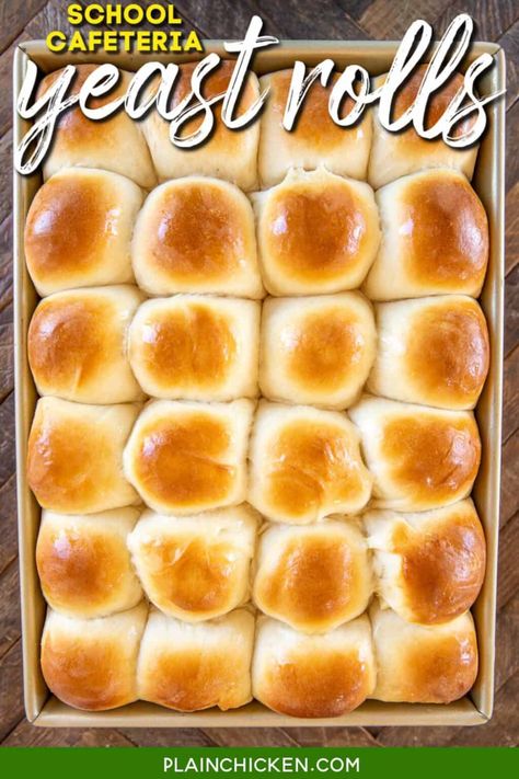 School Cafeteria Yeast Rolls - Plain Chicken School Rolls Recipe, School Yeast Rolls Recipe, Cafeteria Rolls, School Lunchroom, School Cafeteria Food, Yeast Rolls Recipe, Best Freeze Dried Food, School Lunch Recipes, Cafeteria Food