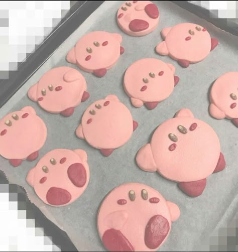 Kirby Snacks, Cute Sugar Cookies, Food Cute, 귀여운 음식 그림, Kawaii Cooking, Cute Baking, Cute Snacks, Cute Food Art, Food O