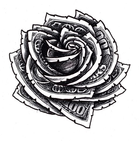 Hundred Dollar Bill Rose Floral Tattoo Design 100 Dollar Rose Tattoo Design, Hundred Dollar Bill Rose Tattoo, 100 Bill Rose Tattoo, 100 Dollar Bill Rose Tattoo, 100 Dollar Bill Tattoo Designs, 100 Dollar Bill Tattoo, Dollar Sign Tattoo, Money Rose Tattoo, Dollar Tattoo