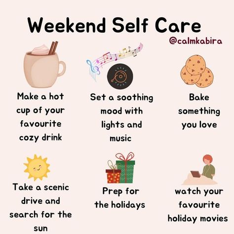 Calm Kabira on Instagram: "What something you are doing? #weekend #weekendvibes #selfcare #selfcaresaturday #selfcaresunday #selfcareisntselfish #selfcareisimportant #selfcareclub #mentalhealth #mentalhealthawareness #mentalhealthmatters #mentalwellbeing #mentalwellness" Weekend Self Care, Weekend Selfcare, Sunday Selfcare, Wellness Ideas, Taking Back Sunday, Tips For Moms, Cozy Drinks, Holiday Movie, Mental Health Matters