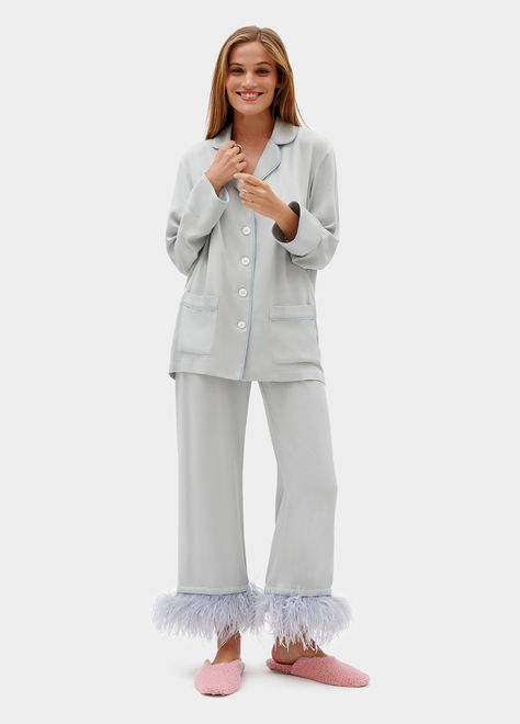 Daily Sleeper, Party Pajamas, Silk Loungewear, Loungewear Dress, Shearling Slippers, Loungewear Luxury, Silk Slip Dress, Silk Slip, Cropped Trousers