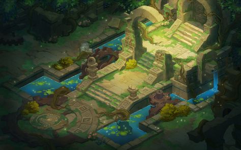 ArtStation - Lost Temple, FANGFANG W Lost Temple, Animation Portfolio, Environment Painting, Concept Art World, Map Artwork, Casual Art, Pixel Art Characters, Isometric Art, Temple Art