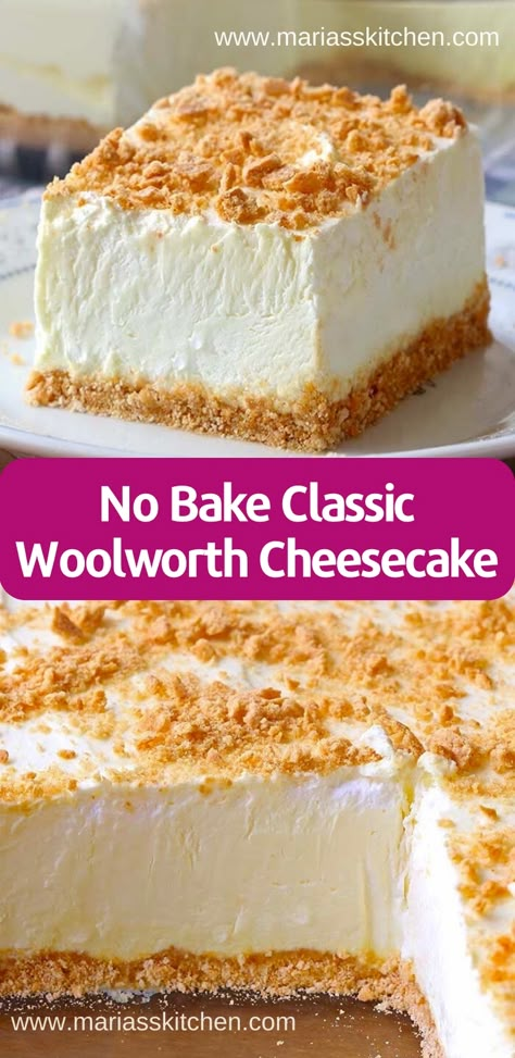 Woolworths Cheesecake, Woolworth Cheesecake Recipe, Woolworth Cheesecake, No Bake Cheesecake Filling, Cheesecake Desserts Recipes, Bake Cheese, No Bakes, Easy No Bake Cheesecake, Cheesecake Recipes Classic