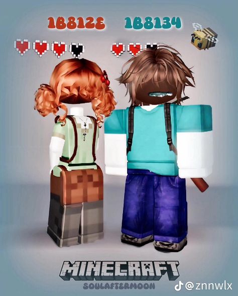 Matching Outfit Ideas, Minecraft Outfits, Roblox Matching, Minecraft Tshirt, Halloween Duos, Roblox Skin, Emo Roblox Avatar, Roblox 3, Matching Clothes