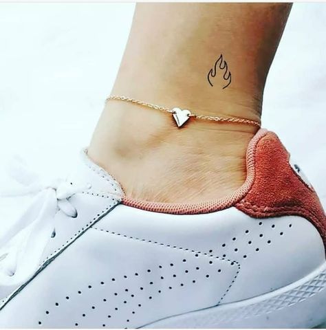 Flame Tattoo, Tattoo Ankle, Flame Tattoos, Aries Tattoo, Small Girl Tattoos, Fire Tattoo, Dainty Tattoos, Ankle Tattoo, Cute Tattoos