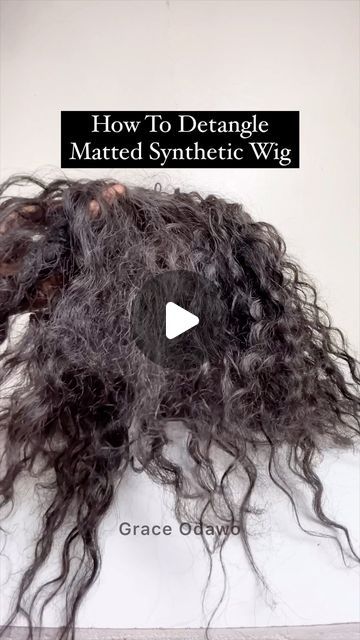 G R A C E on Instagram: "How to revive matted synthetic wig with water and leave-in conditioner. Full video is on my YouTube channel- Grace Odawo LinkinBio #syntheticwigs #wigrevamp #oldwigtransformation #definecurls #wetlookhair" How To Revive Synthetic Wig, Diy Synthetic Wig Conditioner, Synthetic Curly Wig, How To Detangle A Synthetic Wig, Synthetic Wig Hacks, Diy Hair Wig, Diy Curls, Wet Look Hair, Curly Hair Pieces