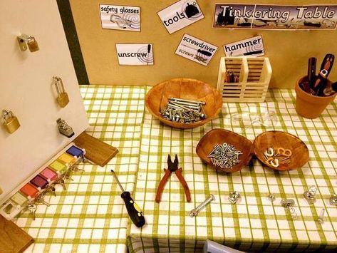 Tinkering Table-I love the locks and keys on this table: