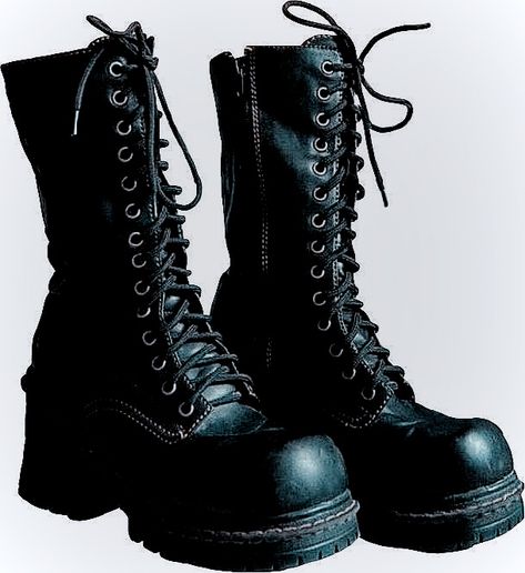 Goth Combat Boots, Metalhead Shoes, Goth Boots Aesthetic, Alt Boots, Combat Boots Aesthetic, Metalhead Clothes, Chunky Boots Women, Boots Reference, Emo Boots