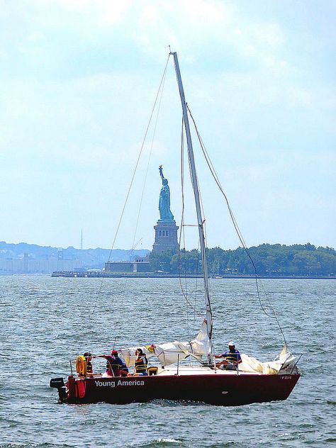 Sailing in New York Harbor, viewed from Battery Park City, New York City. August 4, 2014. Scarsdale New York, Adventure List, Battery Park City, Purple Mountain Majesty, New York Harbor, 90 Day Plan, Battery Park, Places In New York, I Love Ny