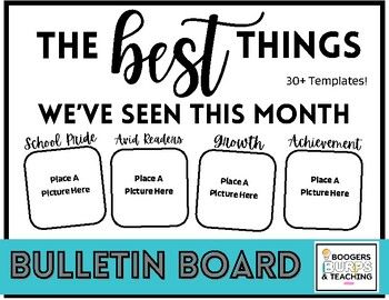 "The Best Things We've Seen This Month" bulletin board features all the things you need to recognize greatness in your classroom or district! Everyone will enjoy stopping to look and see all the great things taking place!The possibilities for this board are endless and can motivate students to do things to be recognized. In addition it helps teachers support fellow teachers by sharing things that are going well in their classrooms.*Note: This resource is avaliable in black and white only. For a The Best Things We've Seen This Month, Proud Work Bulletin Board, Bulletin Board For Announcements, Teacher Of The Month Bulletin Board, You Belong Here Bulletin Board, School Wide Bulletin Boards Hallways, Meet Our Staff Bulletin Board Ideas, Student Of The Month Bulletin Board, Student Work Bulletin Board