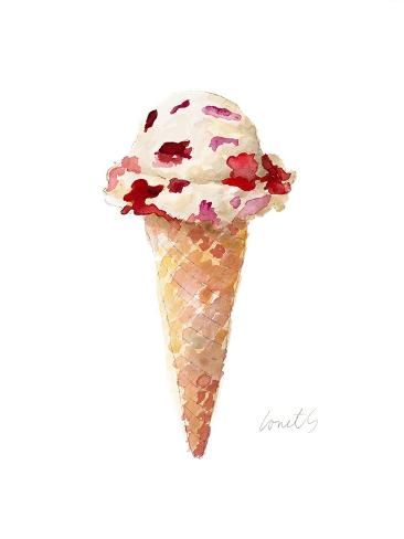 size: 12x9in Art Print: Watercolor Ice Cream Cone II by Lanie Loreth : Desserts Watercolor, Aquarelle Ideas, Watercolor Drinks, Dessert Wall, Watercolor Ice Cream, Ice Cream Illustration, Ice Cream Art, Art Exhibit, Ice Cream Cone