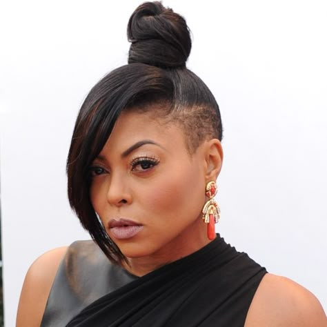 Braids With Shaved Sides, Shaved Hairstyles, Shaved Side, Wedge Hairstyles, Shaved Side Hairstyles, Asymmetrical Hairstyles, Top Knot Hairstyles, Taraji P Henson, Side Hairstyles