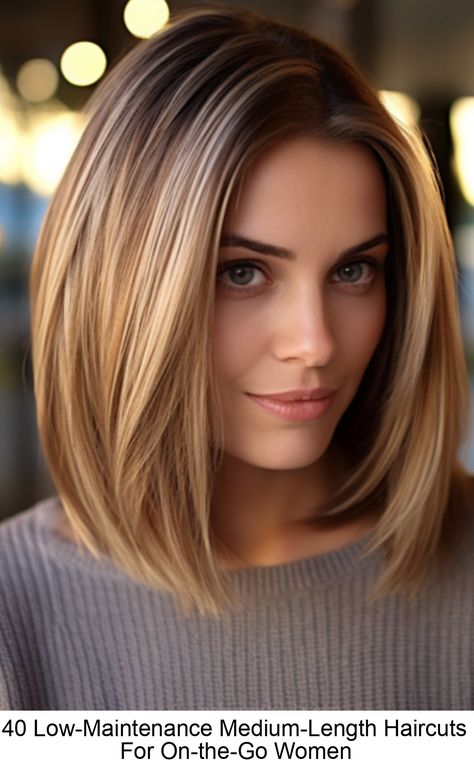 Not everyone who wants a low-maintenance haircut wants to completely chop off their tresses. So what’s a gal to do? #womenhaircut Long Bob Cuts For Women, Long Bob Haircut With Layers Thick Hair, Low Maintenance Shoulder Length Haircut, 1c Hairstyles, Shoulder Length Haircuts Straight Hair, Long Bob Fine Hair, Best Haircuts For Fine Hair, Blonde And Black Hair, Long Bob Haircut With Layers