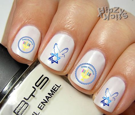 Or maybe these decals are the most perfect. | 15 Super Pretty Hanukkah Nail Art Designs Minnie Mouse Silhouette, Claw Marks, Mickey Mouse Silhouette, Nail Art Decals, Easter Nails, Playboy Bunny, Water Slide, Nail Art Accessories, Art Decals