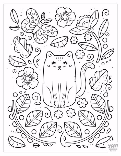 Hygge Coloring Page, Free Coloring Pages Printables Adults, Woodland Coloring Pages, Cute Coloring Pages Free Printable, Cat Coloring Pages Free Printable, Free Cat Coloring Pages, Sahm Schedule, Cats Coloring Pages, Cat Coloring Pages