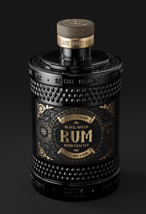 Behance 上的 Rum Bottle | FULL CGI Product Visualization Rum Bottle Design, Glass Bottle Design, Spirits Packaging Design, Whiskey Packaging, Bottle Logo, Pretty Alcoholic Drinks, Product Visualization, Best Alcohol, Rum Bottle