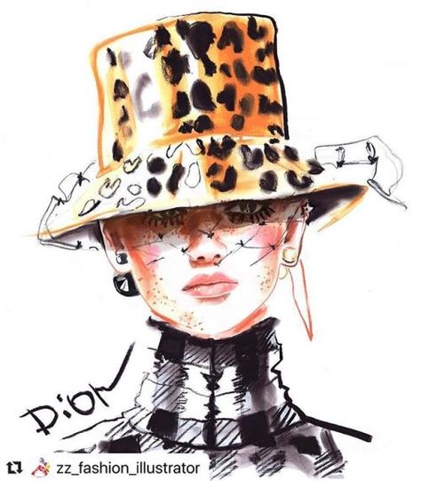 Drawing Hats, Paris February, Fashion Illustration Face, Fashion Design Drawing, Fashion Illustration Collage, Fashion Vector, Animal Print Fashion, Fashion Illustration Sketches, Illustration Fashion Design