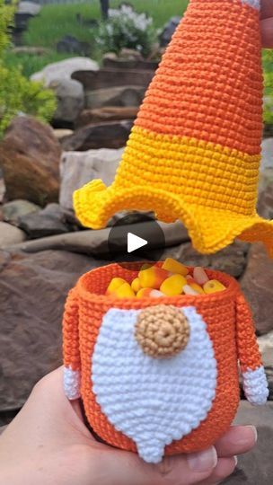 Candy Corn Gnome, Gnome Crochet Pattern, Gnome Crochet, Halloween Crochet Patterns, Free Candy, Crochet Lovers, Halloween Crochet, 1k Views, Girl Gang