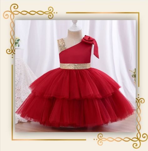 # red baby gown Kids Frock, Frocks For Kids, Gown Drawing, Net Gowns, Gold Jhumka, Floral Frocks, Dinner Dress Classy, Baby Frock, Kids Gown