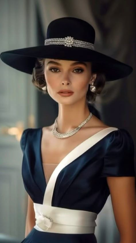 Sofia Loren Outfit, Vintage Glam Outfits Classy, Elegant Hats Classy, Luxury Black Women Lifestyle, French Fashion Women, Vintage Hollywood Fashion, Parisian Outfit, Dress With Hat, Woman Suit Fashion