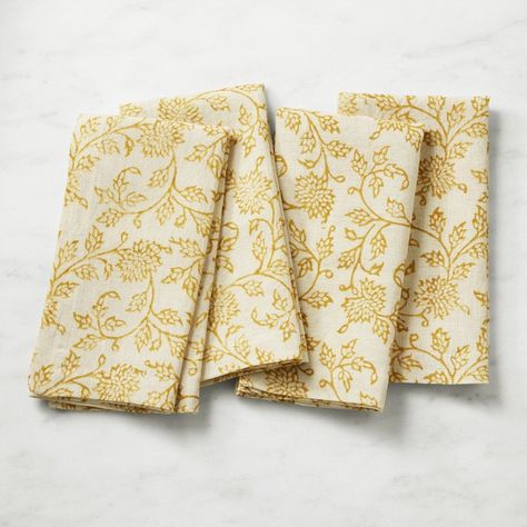 Cloth Napkins & Dinner Napkins | Williams Sonoma Wine And Beer Fridge, Summer Cocktail Menu, Table Aesthetic, Formal Table Setting, Linen Dinner Napkins, Table Setting Inspiration, Printed Napkins, Colorful Table, Mackenzie Childs