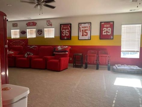 Chiefs Man Cave Ideas, Kansas City Chiefs Bedroom Ideas, Kansas City Chiefs Room Ideas, Chiefs Man Cave, Kansas City Chiefs Man Cave Ideas, Kansas City Chiefs Decor, Kc Chiefs Man Cave, Kansas City Chiefs Home Decor, Cave Basement