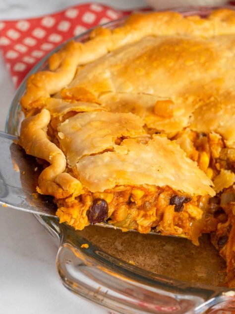 Chicken Enchilada Pot Pie | 12 Tomatoes Black Bean Chicken Chili, Best Enchiladas, Pot Pie Filling, 12 Tomatoes Recipes, Refrigerated Pie Crust, Red Enchilada Sauce, Chicken Enchilada Recipe, Pot Pies Recipes, 12 Tomatoes