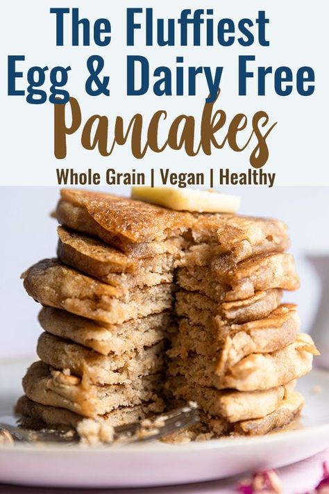 Whole Wheat Pancake Recipe, Healthy Vegan Pancakes, Wheat Pancake Recipe, Best Vegan Pancakes, Whole Wheat Blueberry Muffins, Vegan Pancakes Easy, Whole Grain Pancakes, Dairy Free Pancakes, Vegan Pancake Recipes