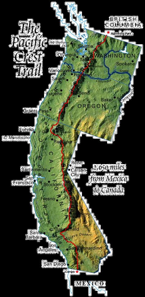 Pacific Crest Trail Map Pct Trail, A Well Traveled Woman, Thru Hiking, Pacific Crest Trail, Trail Maps, Appalachian Trail, Back To Nature, Camping And Hiking, Survival Gear