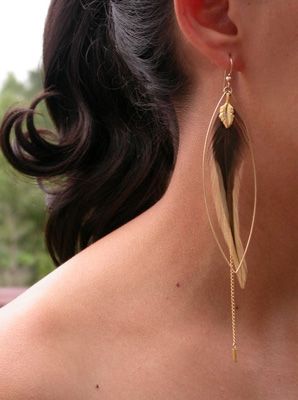 Feather jewelry is so IN right now! a great pair of earrings or just wear one! Love this look! Feathers Earrings, Feather Crafts, Coin Pendant Necklace, Feather Jewelry, Outfit Trends, Alam Yang Indah, Simple Elegant, Feather Earrings, Bijoux Diy