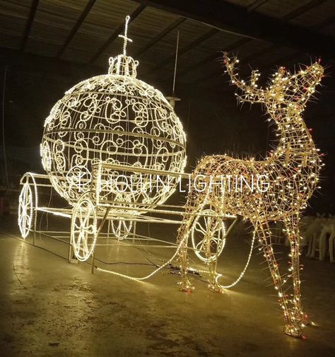 What a bright LED Cinderella carriage lighting！See it and feel the holiday atmosphere. Christmas Carriage Light Decor, Cinderella Christmas Decorations, Christmas Carriage Ride, Wagon Into Cinderella Carriage, Christmas Carriage, Cinderella Horse Carriage, Baptismal Covenants, Cinderella Quinceanera Themes, Scroll Wedding Invitations