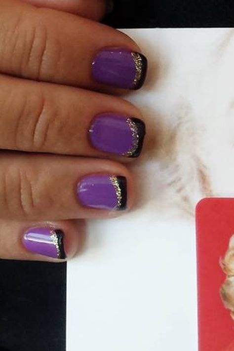 Nails:) Purple And Black Nails, Purple Toe Nails, Black And Purple Nails, Purple Nail Art Designs, Purple Nail Art, Purple Acrylic Nails, Nails Purple, Black Acrylic Nails, Purple Nail Designs