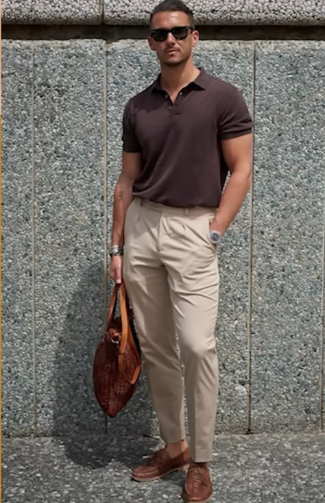 Grwm Men, Men’s Brown Trousers Outfit, Formal Men, Beige Jeans, Formal Men Outfit, Smart Casual Men, Streetwear Men, Male Fashion, Mens Casual