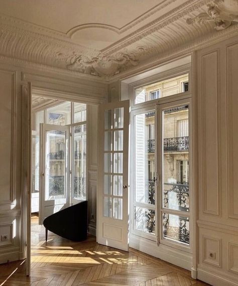 Parisian Interior, Wooden Floors, Parisian Apartment, Dream House Rooms, Doors And Windows, Paris Apartments, Dream Apartment, Dream House Interior, Apartment Inspiration