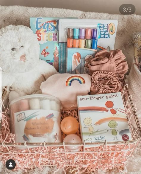 Easter Basket Ideas for Little Girls Surprise Gift Box, Baby Easter Basket, Easter Crafts For Toddlers, Girls Easter Basket, Kids Baskets, Holiday Baskets, Birthday Basket, Kids Easter Basket, Easter Basket Diy