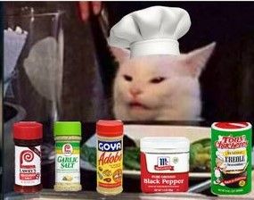 So this is half of a meme. 🙃 Chef Meme Funny, Cooking Memes Humor, Cook Meme, Chef Meme, Cooking Meme, Hospitality School, Traditional French Desserts, Chef Cat, Chef Cats