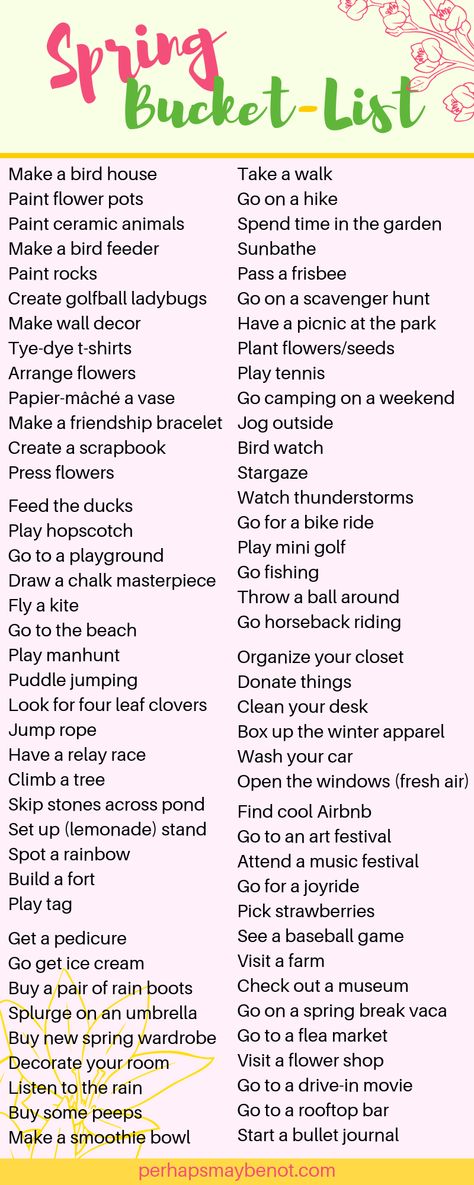 Spring To Do, Spring Break Ideas For Kids, Spring Activities For Adults, Fun Spring Activities, Spring Break Activities, Spring Bucket List, Journal Lists, Family Fun Night, Spring Fun