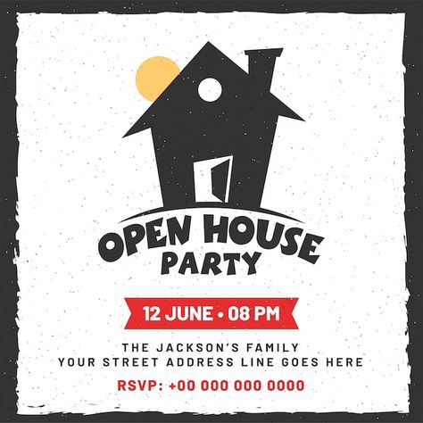 Vector announcement for open house poste... | Premium Vector #Freepik #vector #hand-drawn-house #architecture-flyer #welcome #welcome-poster Architecture Flyer, Open House Parties, Vector House, House Poster, Jackson Family, The Jacksons, House Architecture, Vector Hand, Grand Opening